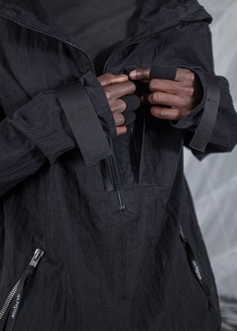Tobias Birk Nielsen 'AN01 Half Zipped Hooded Anorak' – Black