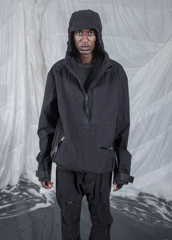 Tobias Birk Nielsen 'AN01 Half Zipped Hooded Anorak' – Black