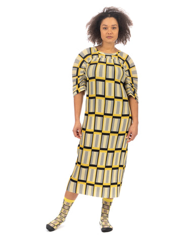 Henrik Vibskov 'Lupu Plissé Dress' – Yellow / Black Checks