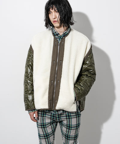 FACETASM x 'Zipper Sherpa Quilted Liner' – Ecru / Khaki