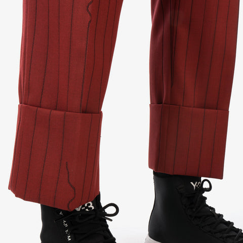 Vivienne Westwood 'Cropped George Trousers – Red Broken Pinstripe'