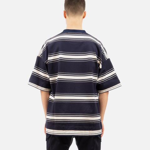 White Mountaineering 'Random Striped Wide T-Shirt' – Navy