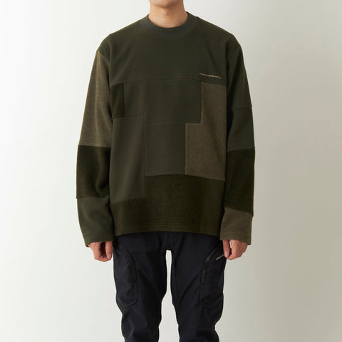 White Mountaineering 'Patchwork Fleece Crewneck' – Khaki