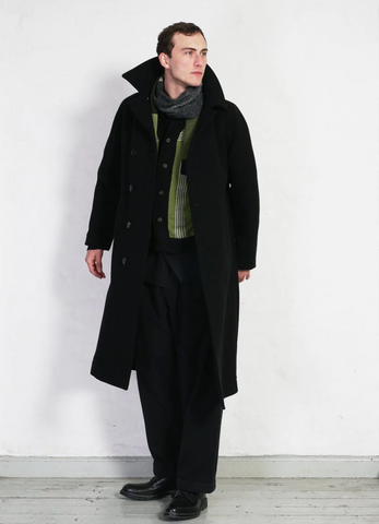 Hansen 'Sigfred Long Double Face Wool Coat' – Black