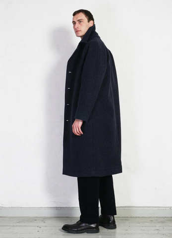 Hansen 'Sigfred Long Double Face Wool Coat' – Blue