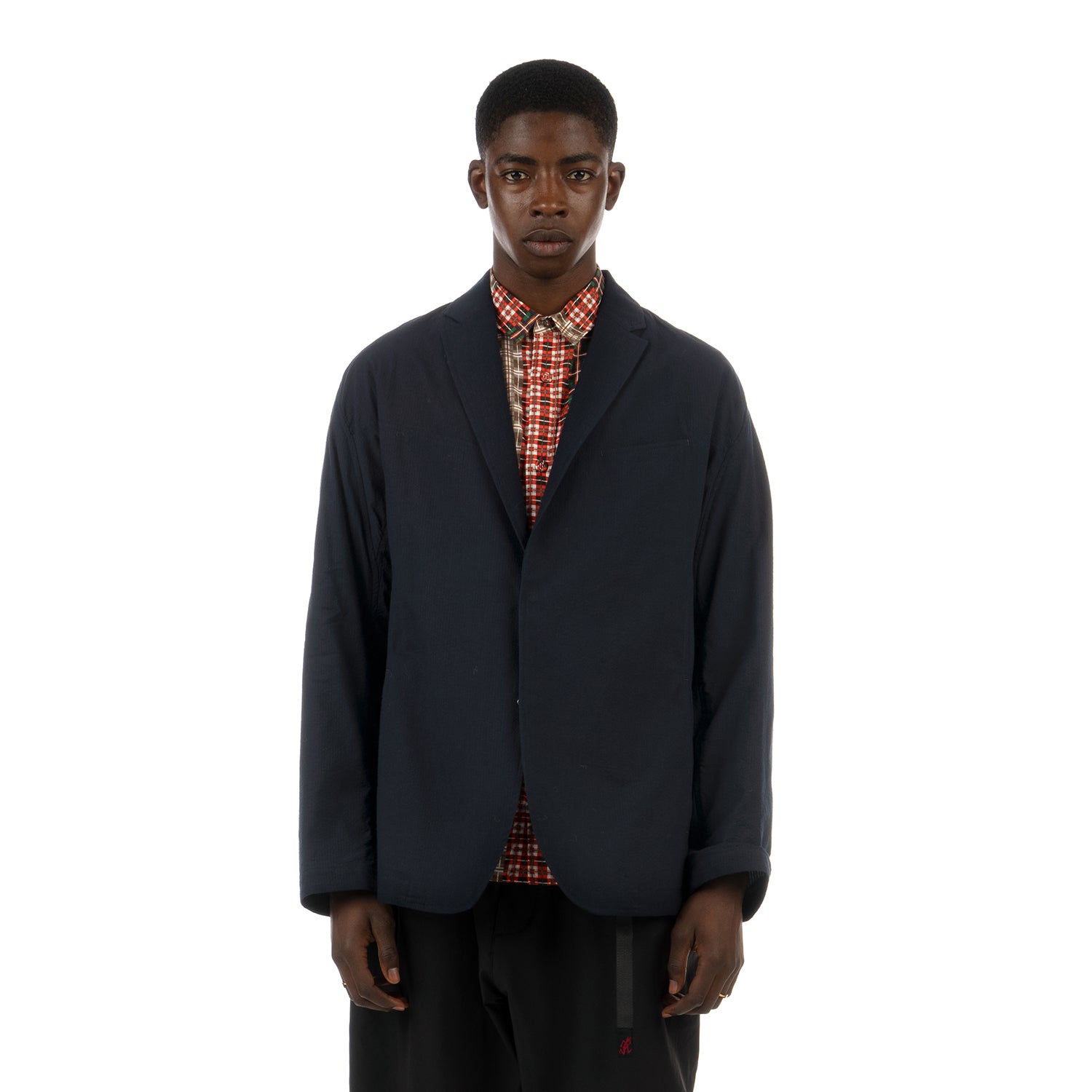 White Mountaineering | Seersucker Lapel Jacket Navy