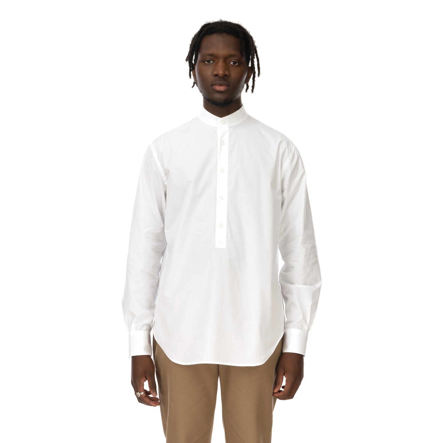 YOOST | Mandarin Collar Shirt White Poplin | Concrete