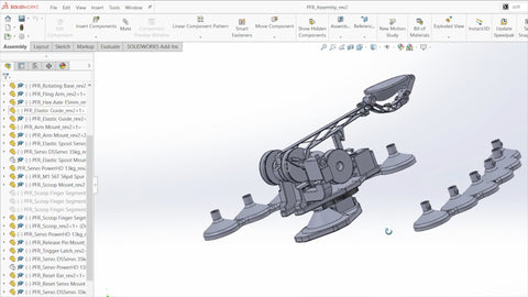 CAD drawing of the Flingbot Design in Solidworks