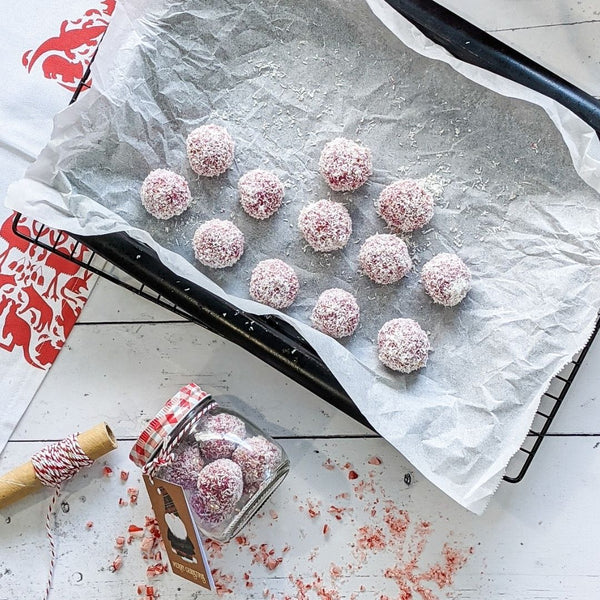 Coconut and Raspberry Christmas Balls for kids and lunchbox