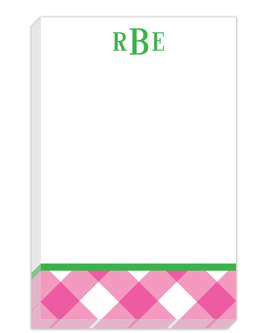Pink Check Personalized Notepad