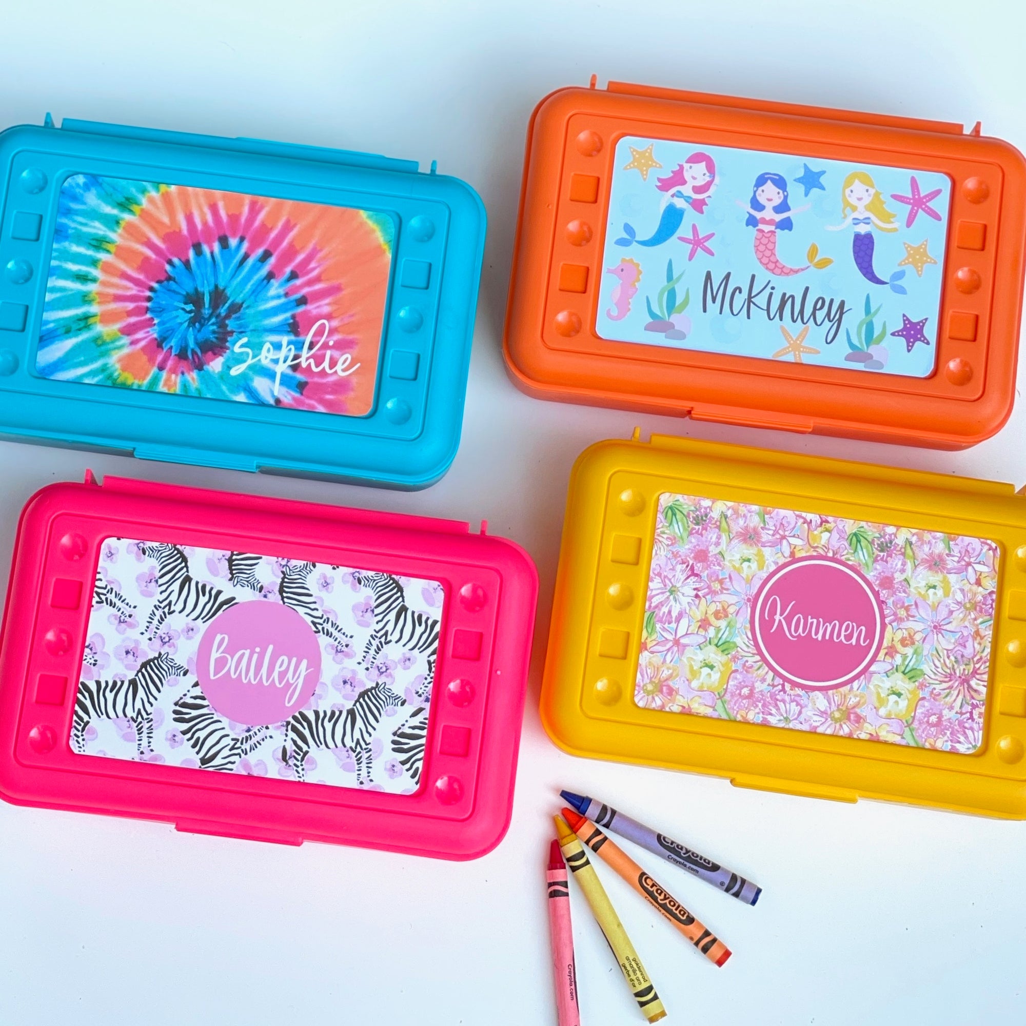 Personalized School Pencil Box - Girl Designs - Happy Thoughts Gifts