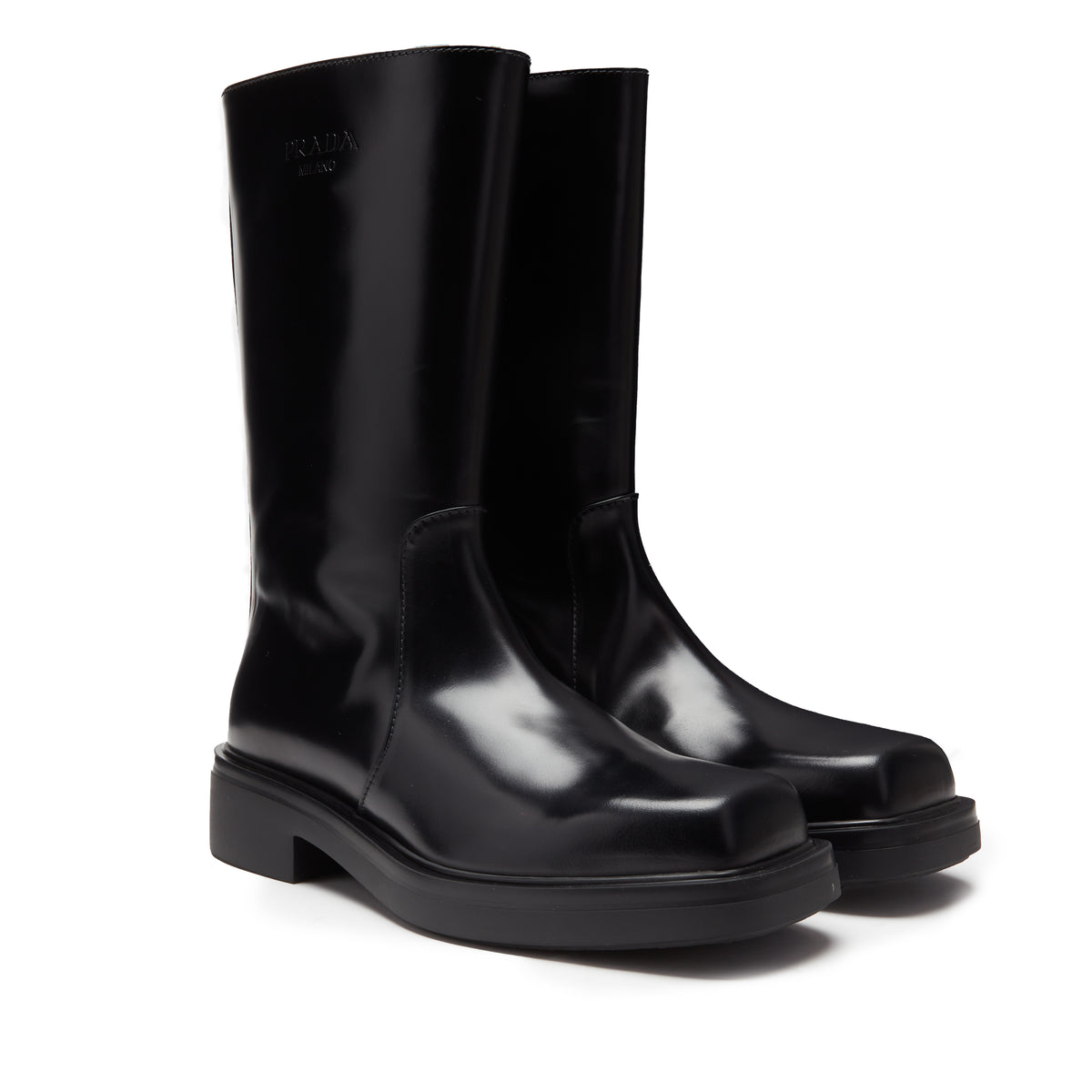 Prada Men's Brushed leather stovepipe boots (Black) | Dover Street ...