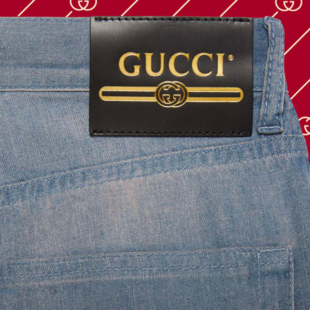 boykot fingeraftryk Fonetik Gucci - Gucci Eco Washed Organic Denim Flare Trousers (Light Blue) | Dover  Street Market E-Shop – DSML E-SHOP