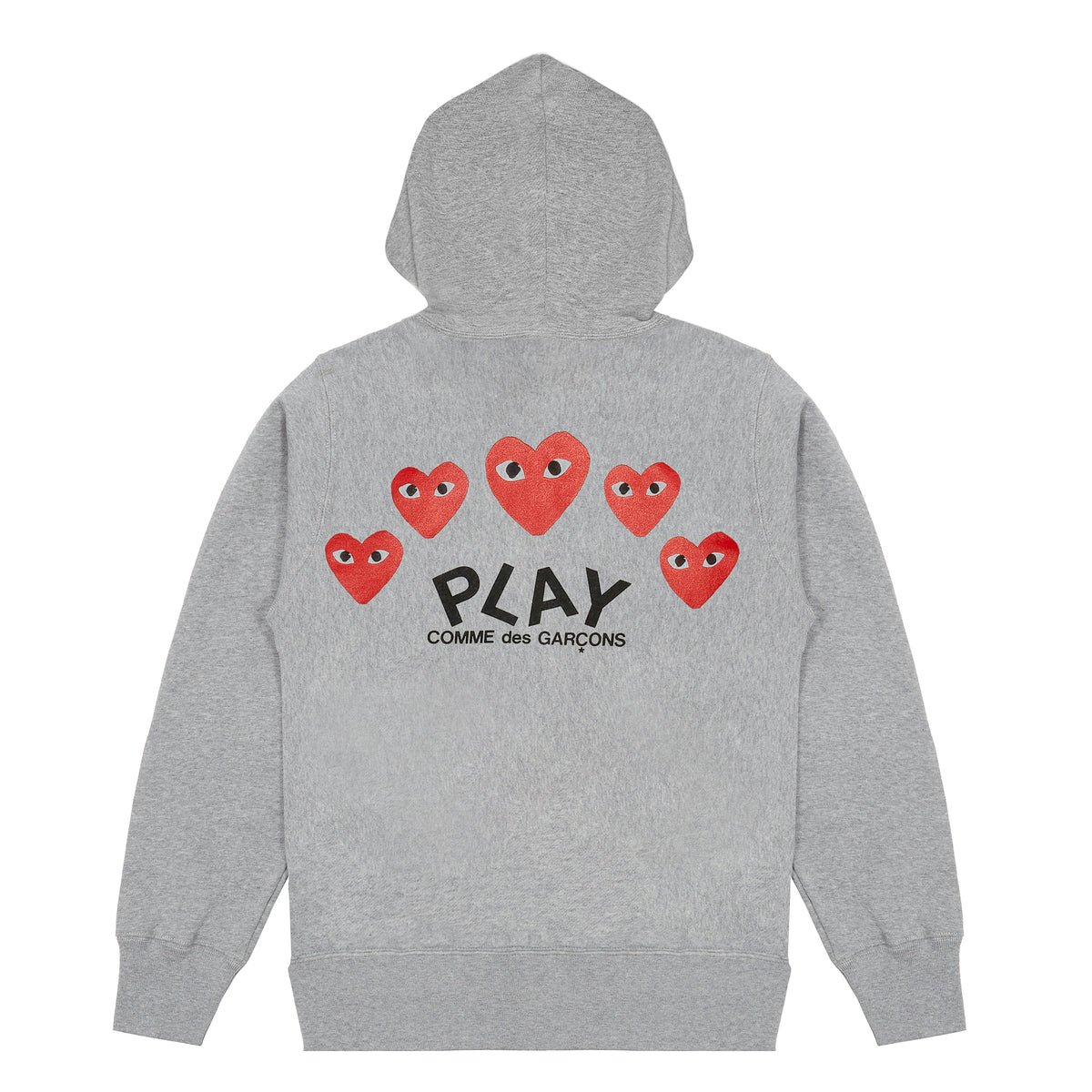 Play - Play Comme des Garçons Hooded Sweatshirt with 5 Hearts (Grey ...