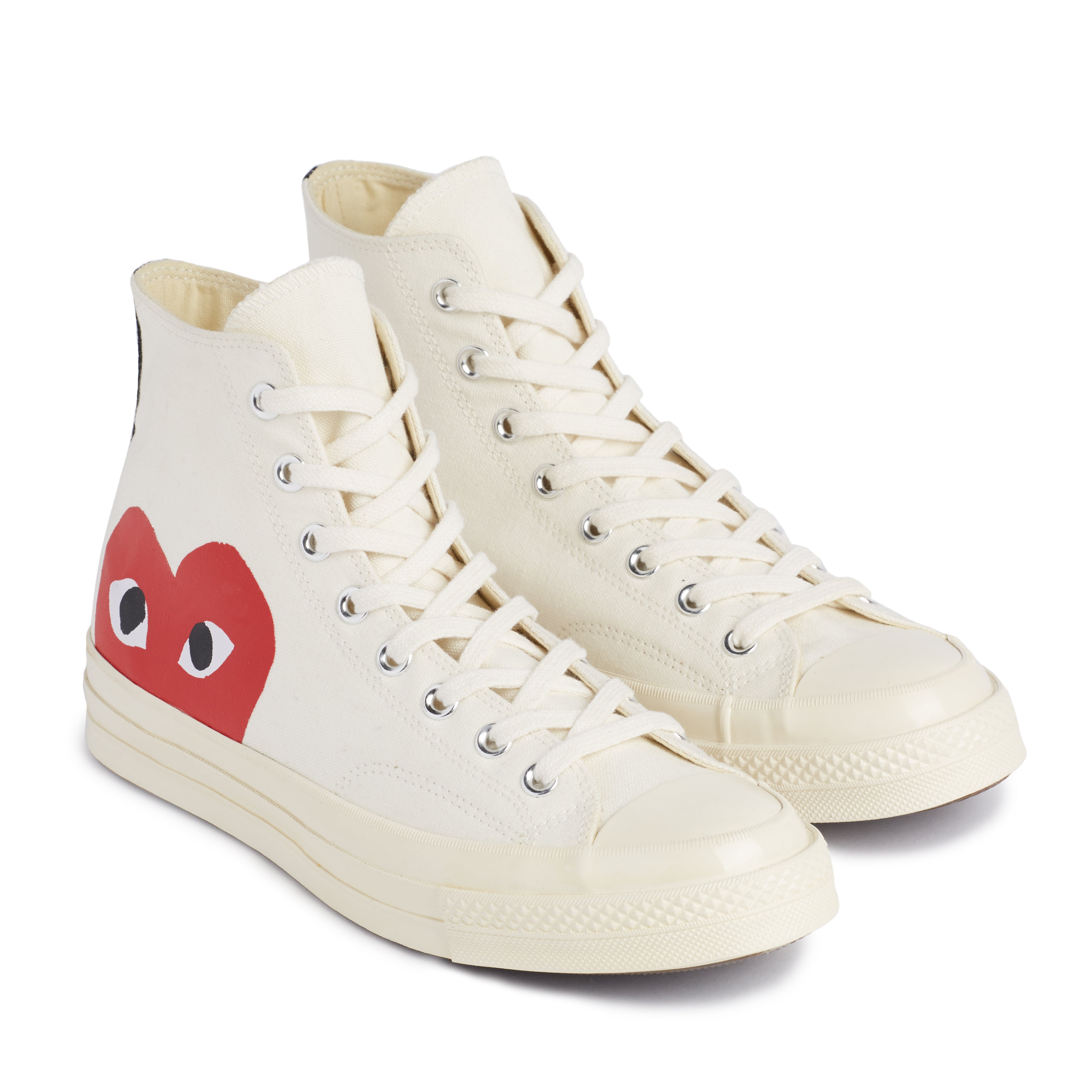 white chucks with red heart