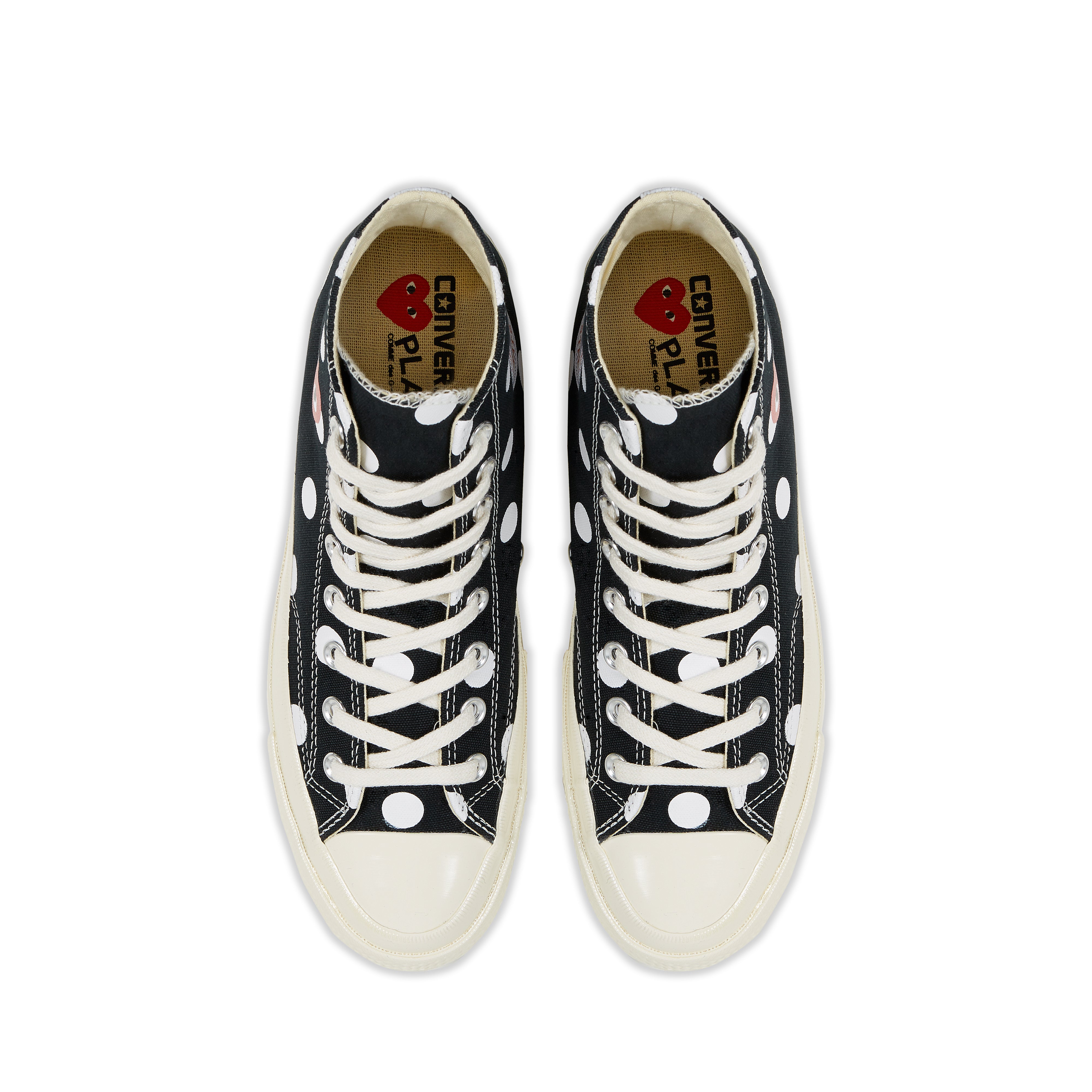 comme des garcons converse high top polka dot