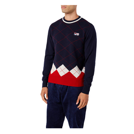 ubehageligt Veluddannet antage Fila Men's Cashmere Blend Argyle Crew Neck Sweater (Navy) | Dover Street  Market E-Shop – DSML E-SHOP