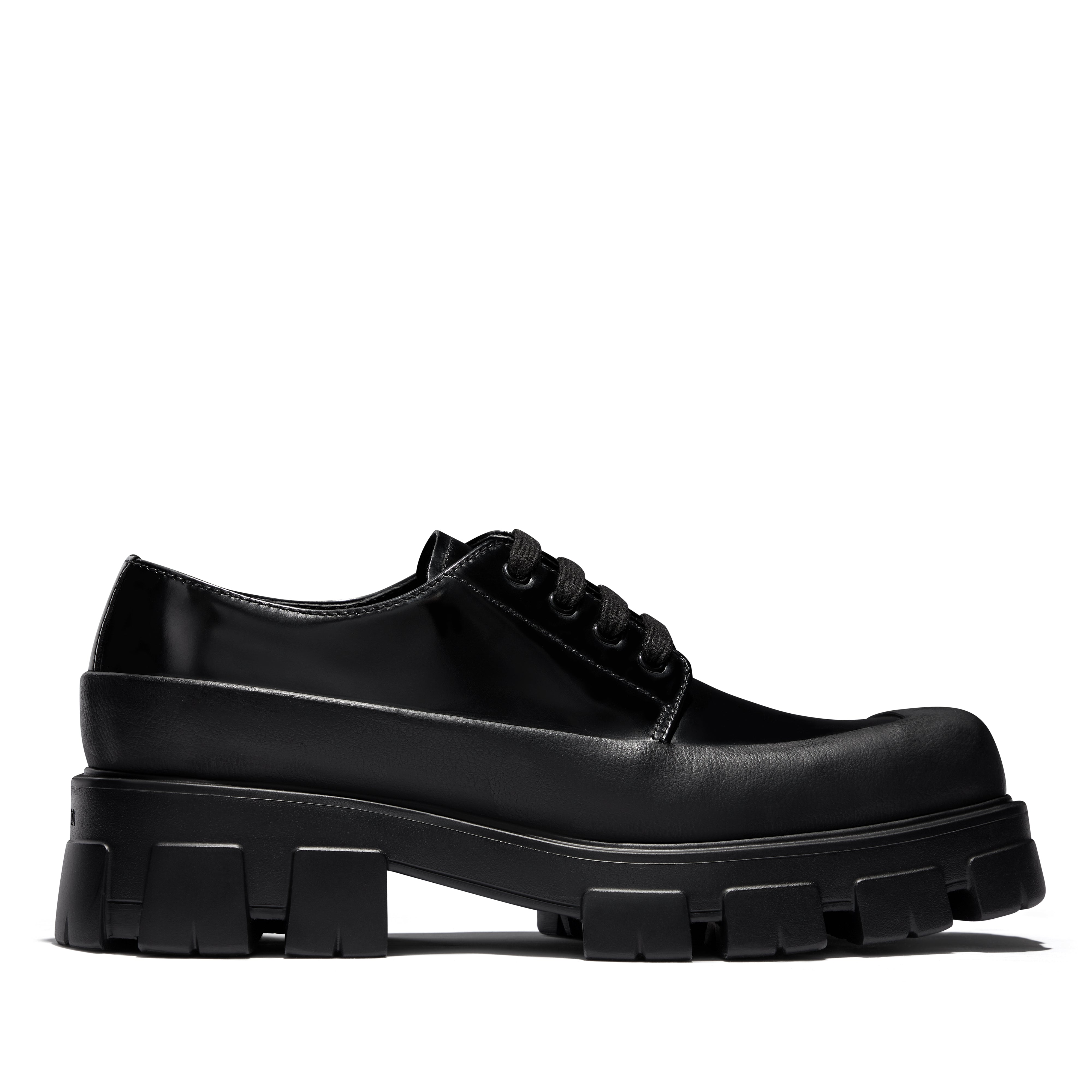 Prada Men's Brushed Leather Lace-up Shoes (Black) | Dover Street Market  E-Shop – DSML E-SHOP