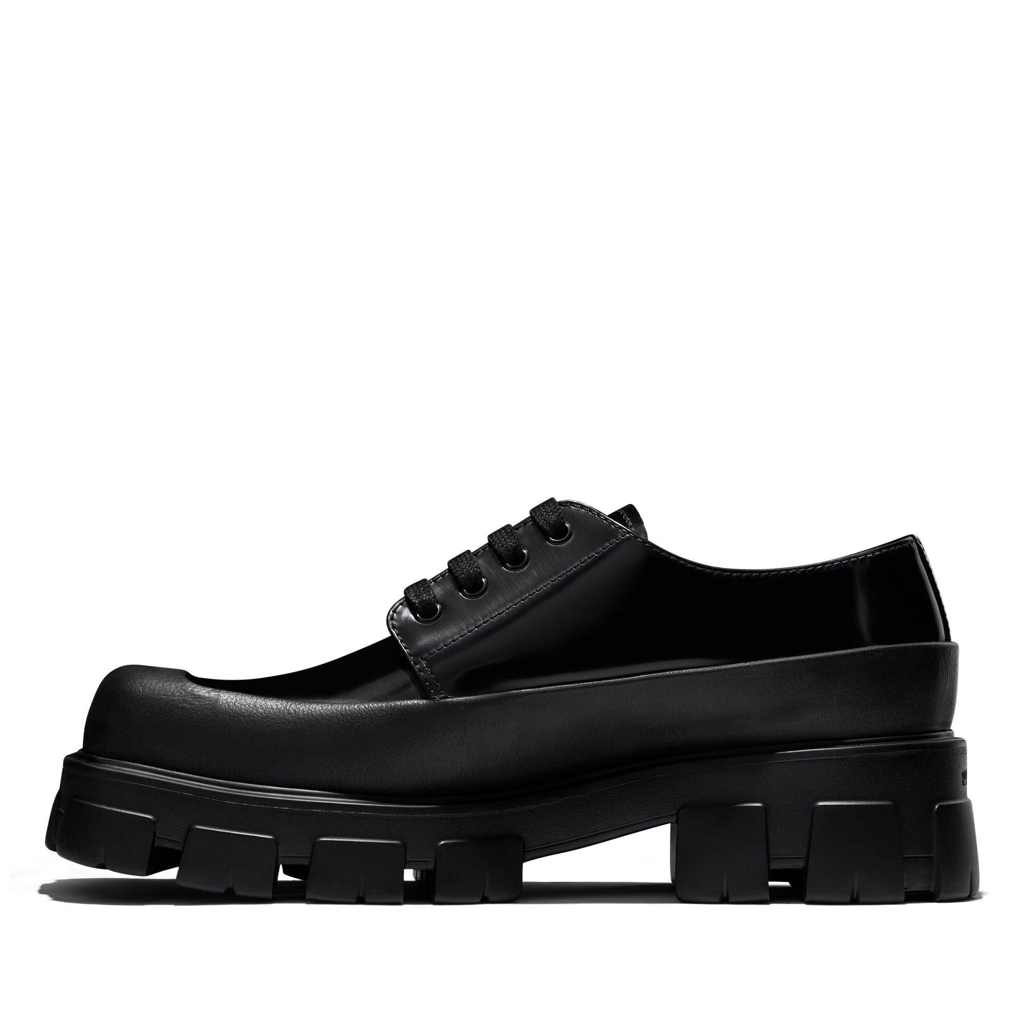 Prada Men's Brushed Leather Lace-up Shoes (Black) | Dover Street Market  E-Shop – DSML E-SHOP