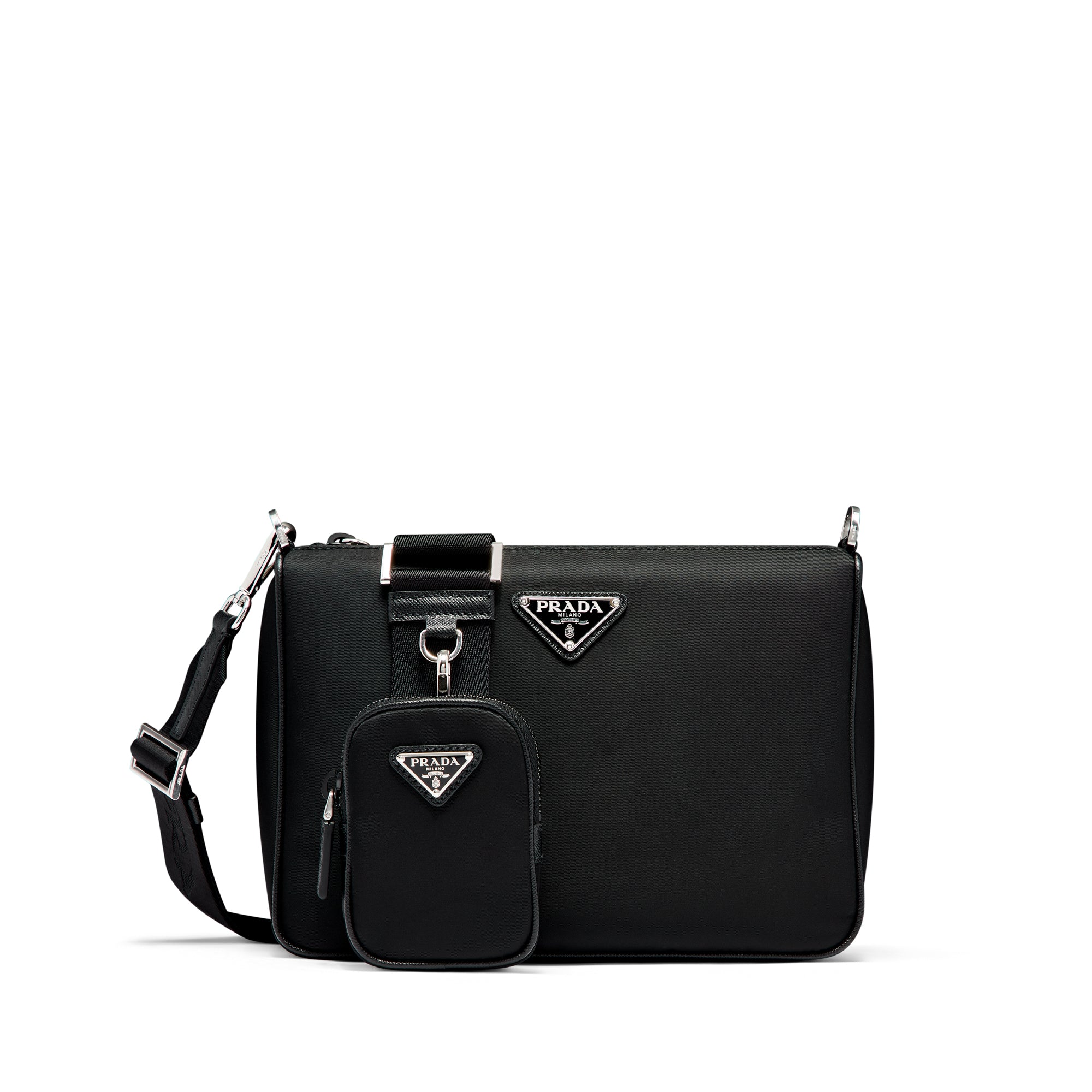 Prada Men's Re-Nylon and Saffiano Leather Shoulder Bag (Black) | Dover  Street Market E-Shop – DSML E-SHOP