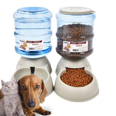 40%HOT3.75L Pet Cat Dog Automatic Feeder Food Drink Animal Bowl Water Bowl Dispenser