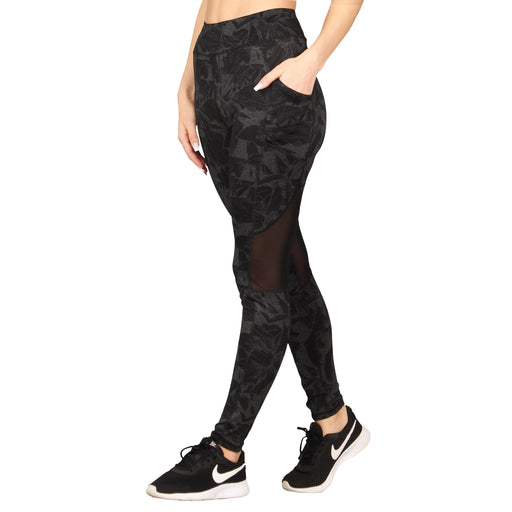 Wholesale Womens High Waist Rib Knit Leggings With Side Pockets - Black