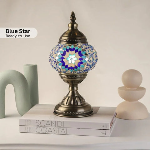 Table Lamp Blue Star Ready-to-use Mosaic Lamp