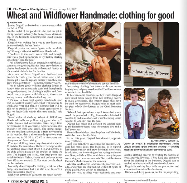 Wheat and Wildflower: Clothing for good feature from Express Weekly News April 2023