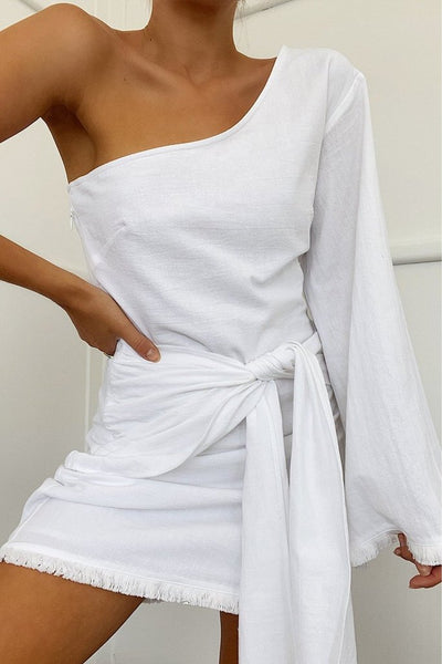 SOPH & MANF LIANA ONE SHOULDER WHITE DRESS