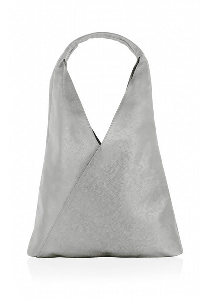 WOODLAND LEATHERS WOODLAND LEATHER 18" LIGHT GREY LEATHER TOTE BAG WITH ATTACHED PURSE SINGLE SHOULDER CARRY HANDLE