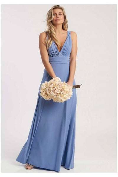 REVIE LONDON LANA MAXI DRESS IN DUSTY BLUE