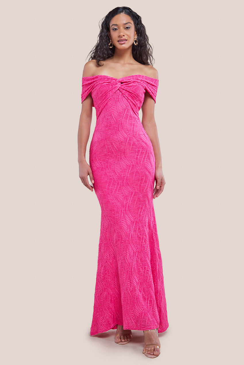 Goddiva Front Knot Twist  Maxi Dress - Magenta