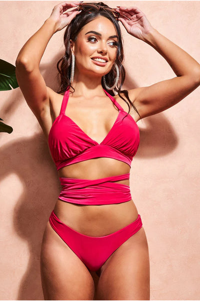 Goddiva multi tie bikini - Cerise