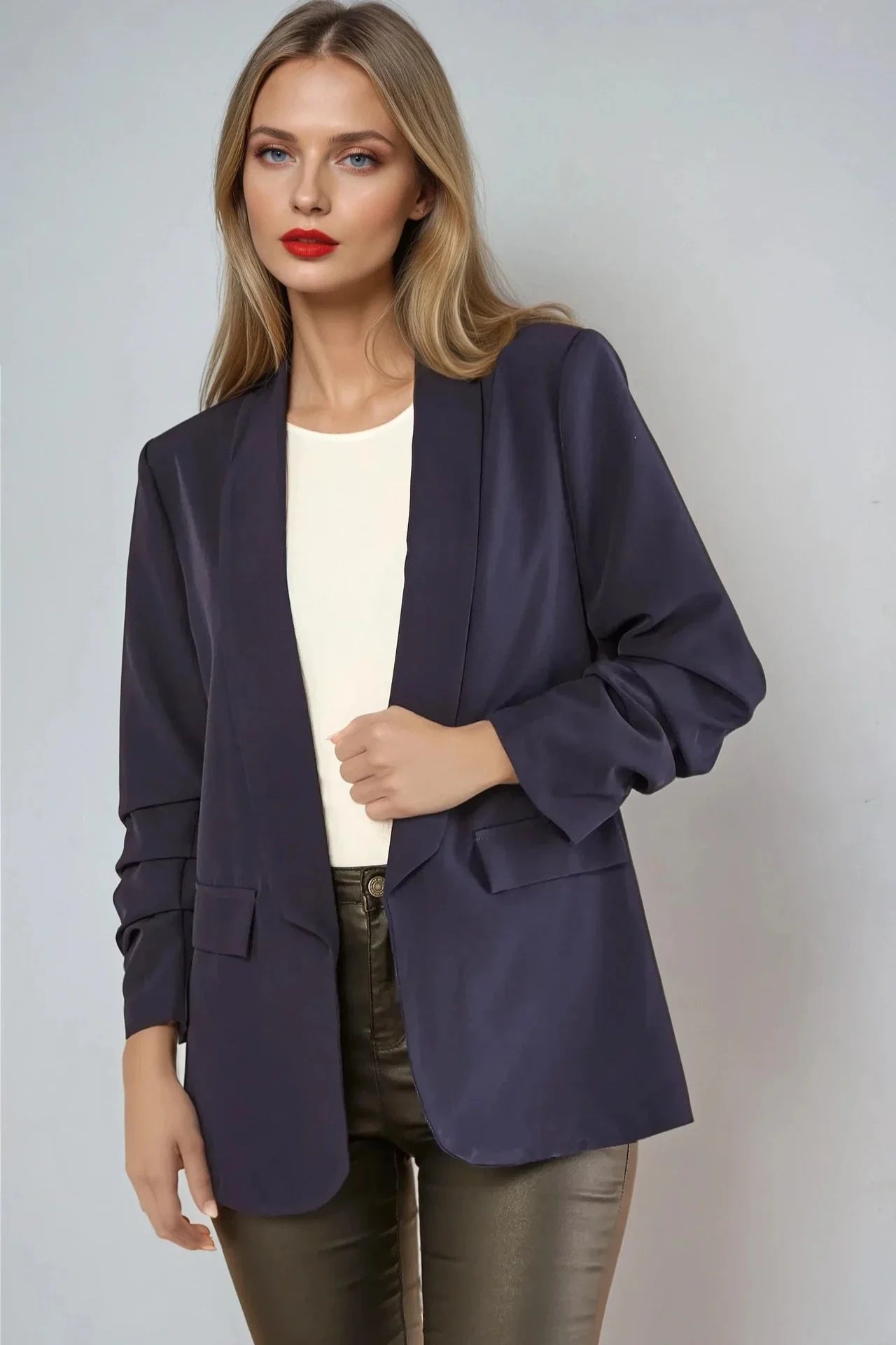 De La Creme Fashions Womens Curved Hem Longline Blazer