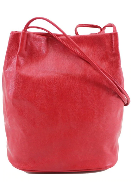 Woodland Leathers PU Leather Red Shoulder Bucket Bag