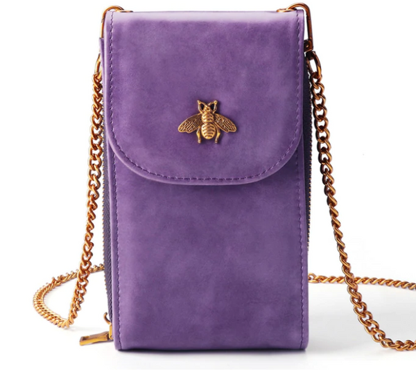 Woodland Leathers Small Leather Bee Sling Bag Purple