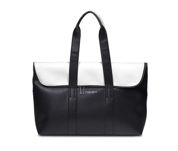 Black and White Leather Tote Bag