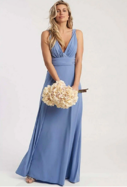 Revie London Lana Maxi Dress In Dusty Blue