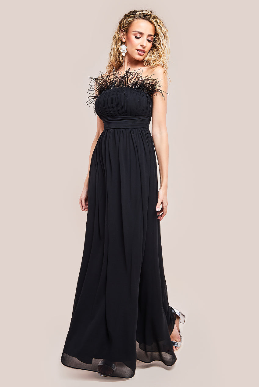 Goddiva Bridesmaids Chiffon Maxi Dress - Black