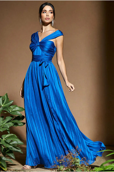 Goddiva crossover multiway maxi dress – royal blue