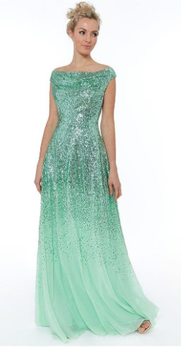 Pleated Bodice Sequin Chiffon Maxi Dress