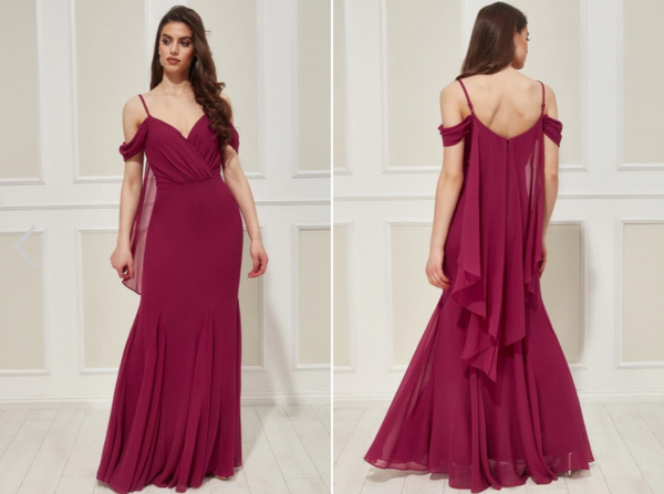 Goddiva Off The Shoulder Wing Back Maxi Dress