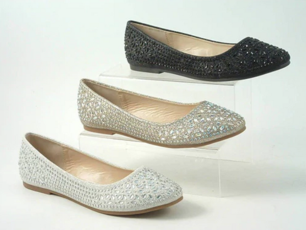  Glitz Shoes Ricci Divine Diamante Flat Ballerina Shoes
