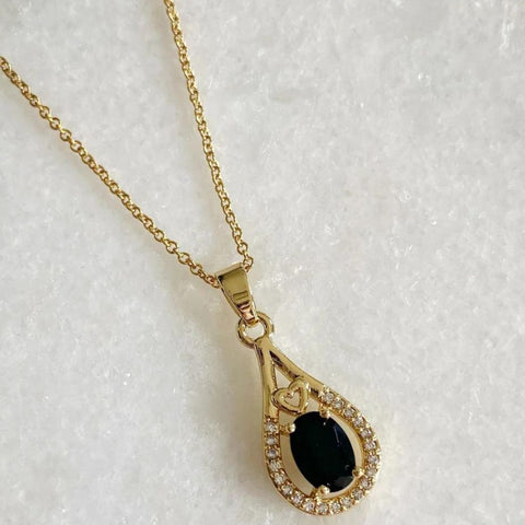 Wisteria London Esmeralda Black Teardrop Necklace