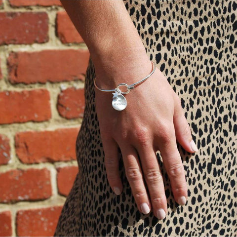 White Leaf "One In A Million" Bangle In Matt Silver