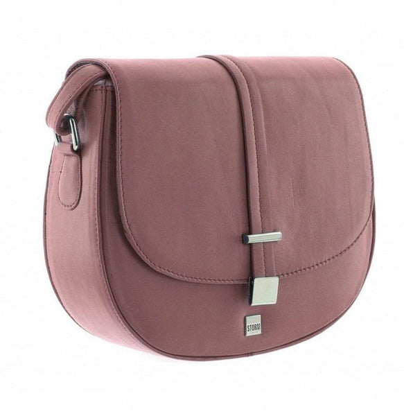 Pink Leather Saddle Bag