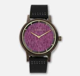 Botanica Black Leather Wooden Watch