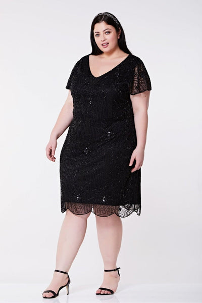 Downton Abbey Vintage Inspired Black Flapper Dress