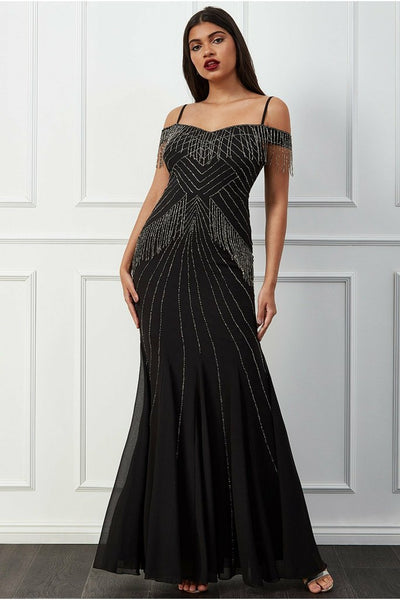 Black Beaded Bridesmaid Dress