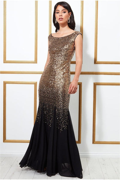 Black Gold Bridesmaid Dress